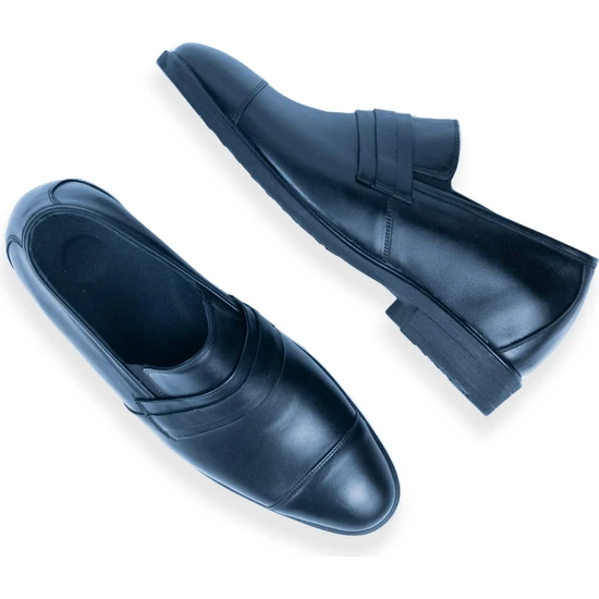 Elevold El Yapımı Loafer Model Siyah +7/+9 cm Boy Uzatan Erkek Ayakkabı Gizli Topuklu Kundura