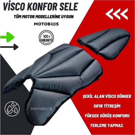 Motobros Motosiklet Hava Destekli Kalın Deri Konfor Sele Minderi ( Visco Süngerli Premium Model )