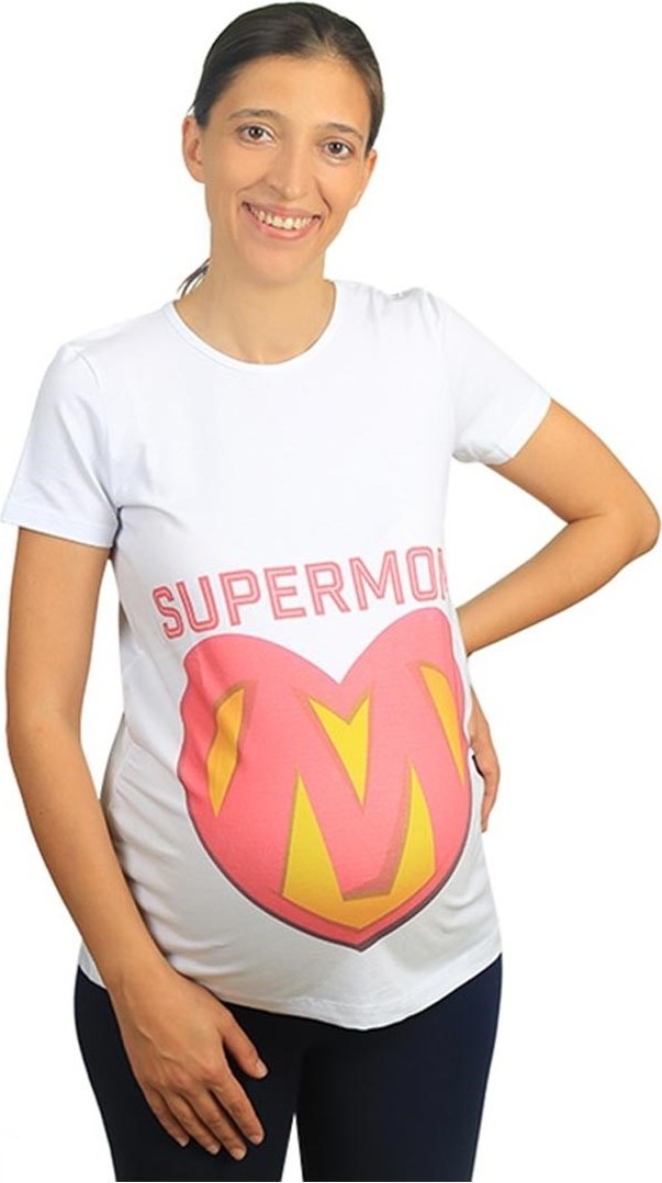 Mummy's Baby Hamile Tişört Super Mom Beyaz görsel 2