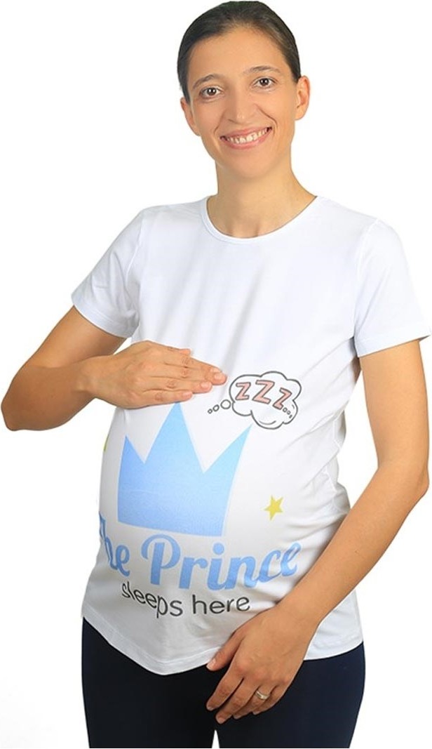 Mummy's Baby Hamile Tişört Prince Beyaz Slimfit %85 Pamuk Rahat Kesim Günlük Kullanım görsel 3