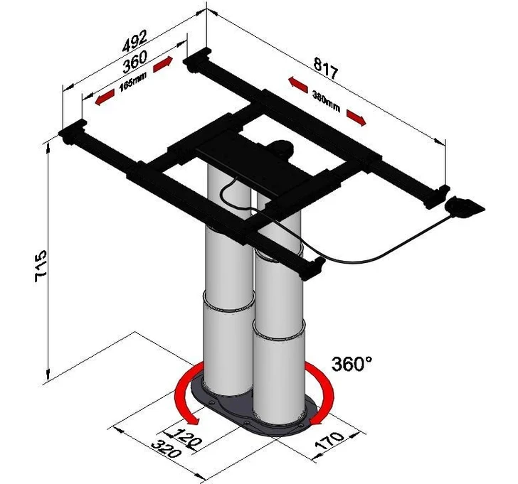 Resim Ilse Technik Zemine Sabitlenebilir Çift Ayaklı Yükseklik Ayarlı Teleskopik Karavan Masa Ayağı 71 cm (5982SS10) 