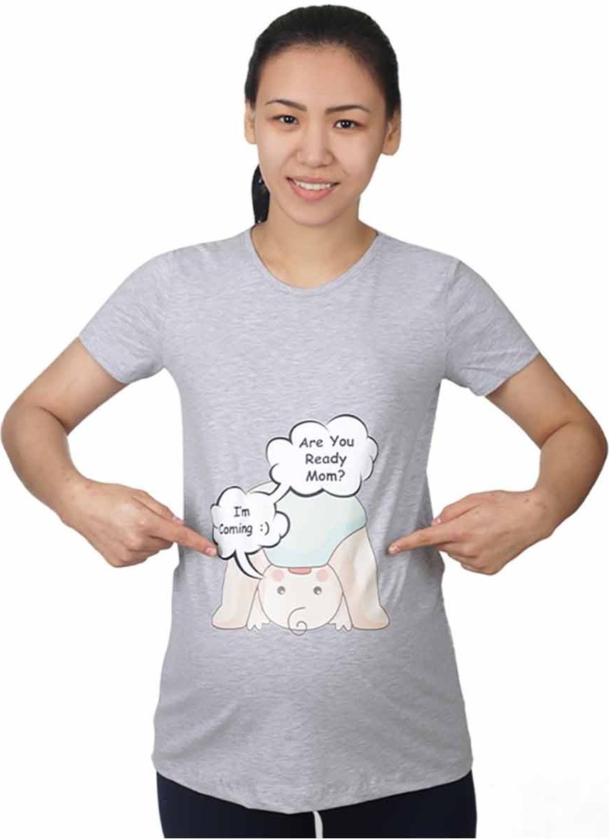 Mummy's Baby Hamile Tişört Are You Gri görsel 3