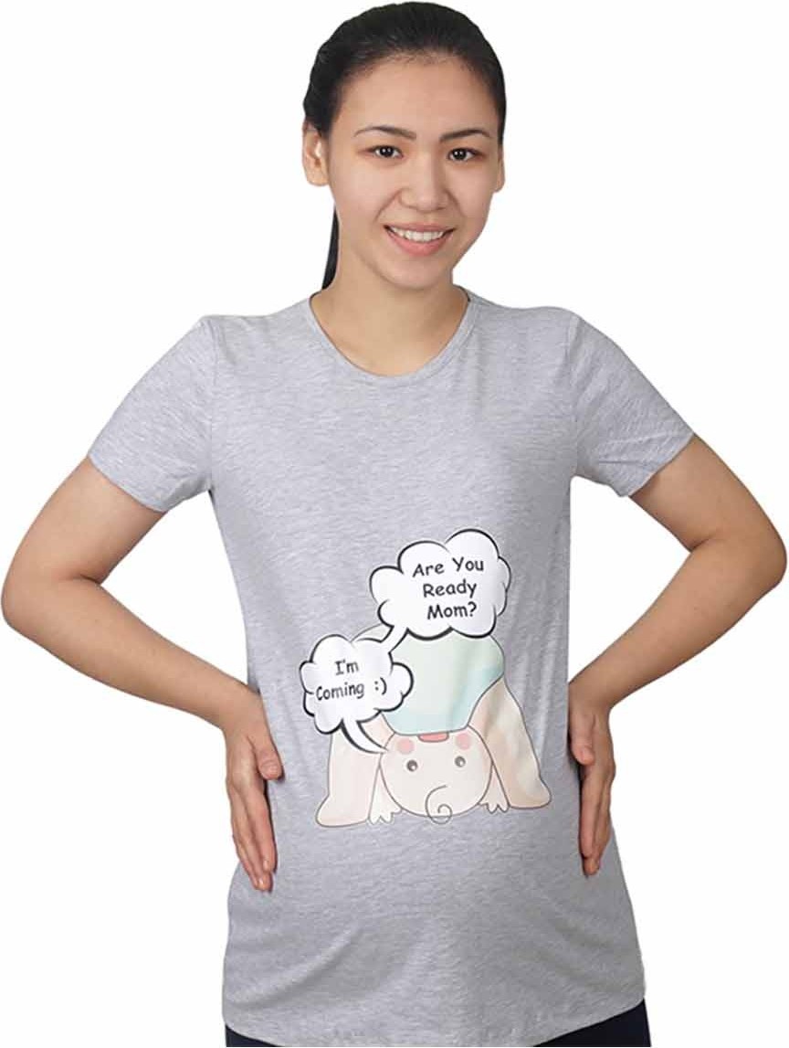 Mummy's Baby Hamile Tişört Are You Gri görsel 2