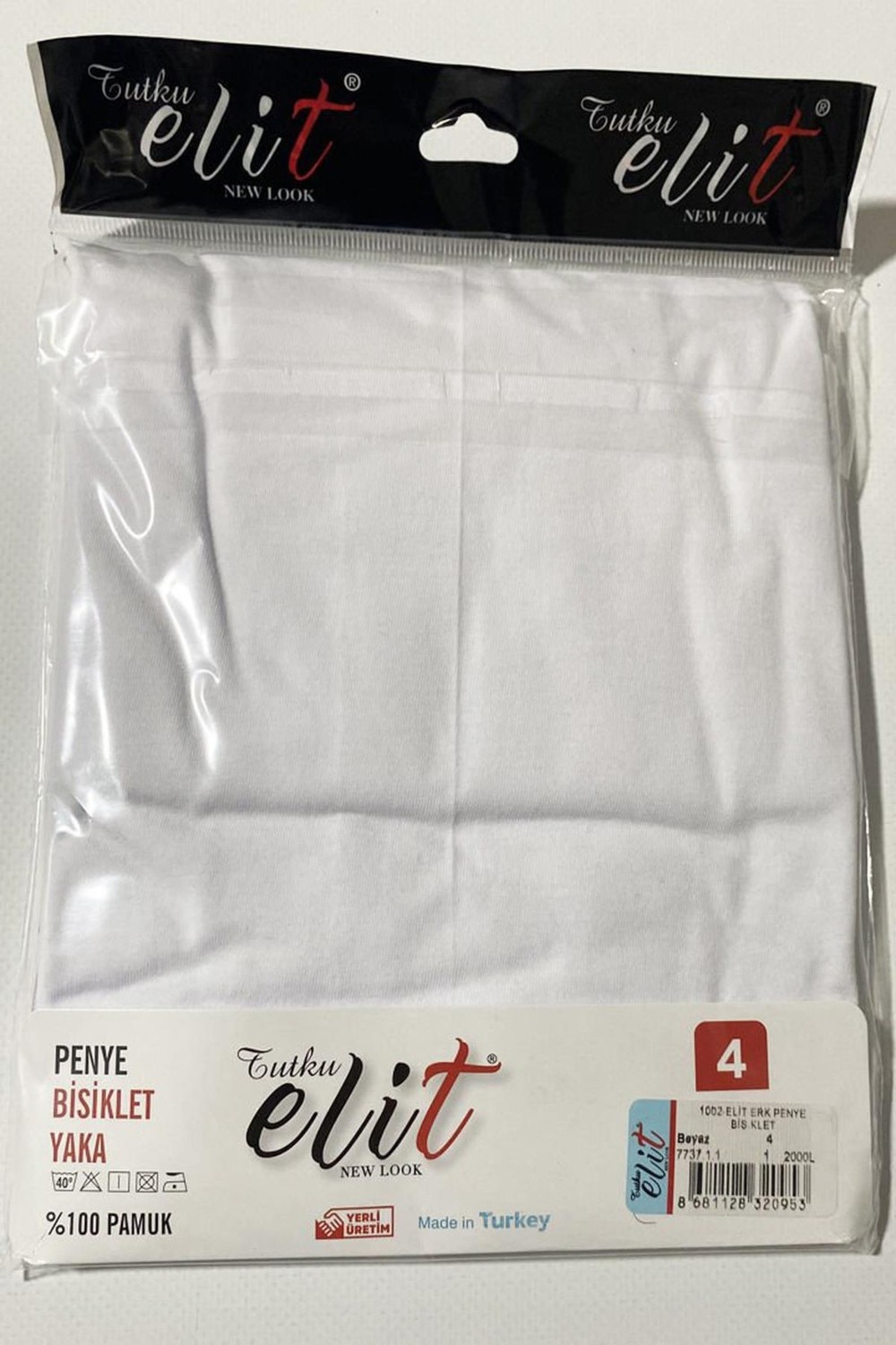 Tutku Elit Erkek Bisiklet Yaka Penye Atlet Fanila 1002 - 6 Adet görsel 3