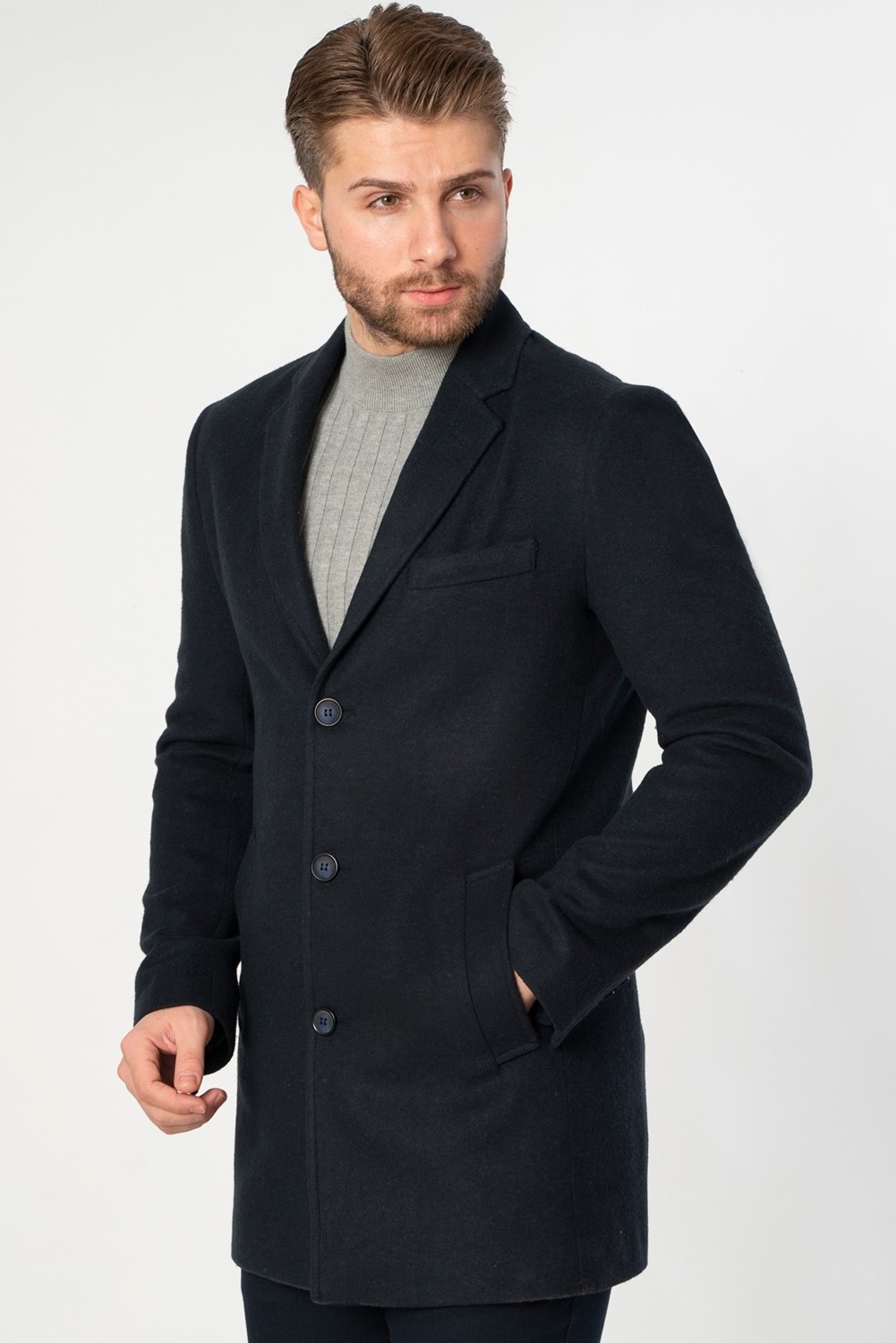 White Stone Abrantes Slim Fit 1754 Pamuklu Palto Laci görsel 3