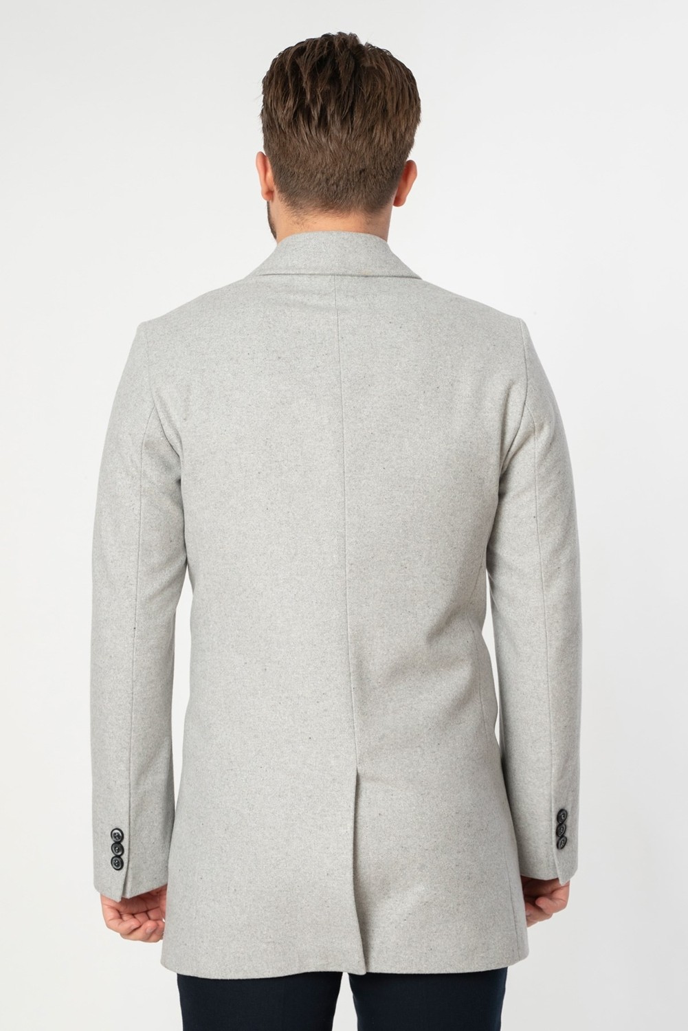 White Stone Abrantes Slim Fit 1754 Pamuklu Palto Gri görsel 4