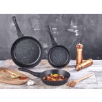 Taç 3'lü Döküm Tava Seti Siyah Granit Malzeme ile 20-24-28 cm Kızartma Tavası