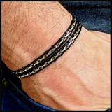 Seven Art Jewelry Gümüş Bileklik, Siyah Zincir Sarmal Bileklik, Erkek Bileklik, Kadın Bileklik, Ayarlanabilir Bileklik