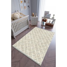 10 Post Onlineçocuk Odası Halısı Bej Yolluk Kaymaz Yuvarlak Oval Kesme Ince Yıkanabilir Halı