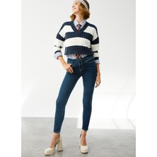 Denim Trip OLIVIA Skinny Fit Push-Up Koyu İndigo Kadın Jean Pantolon