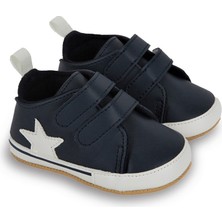 First Step Beyaz Yıldızlı Lacivert Erkek Bebek Cırt Cırtlı Patik AYAKKABI-G-2352