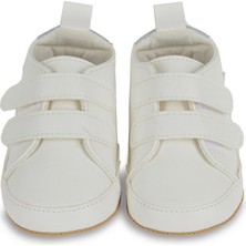 First Step Gümüş Yıldızlı Beyaz Kız Bebek Cırt Cırtlı Patik AYAKKABI-G-2352