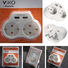 Viko USB Girişli Topraklı Ikili Priz (2.1 Amper) - Beyaz