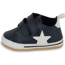 First Step Beyaz Yıldızlı Lacivert Erkek Bebek Cırt Cırtlı Patik AYAKKABI-G-2352