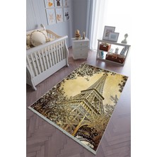 10 Post Onlineçocuk Odası Halısı Kahverengi Krem Yolluk Kaymaz Yuvarlak Oval Kesme Ince Yıkanabilir Halı