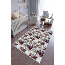 10 Post Onlineçocuk Odası Halısı Çok Renkli Yolluk Kaymaz Yuvarlak Oval Kesme Ince Yıkanabilir Halı