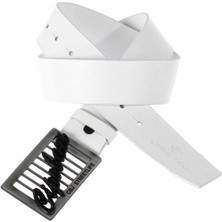 Cipo & Baxx CG191 Metal Tokalı Hakiki Deri Beyaz Kemer