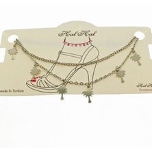 X-lady Accessories Gümüş  Renk Uzatma ve Kesme Palmiye Zincir Halhal - 1902