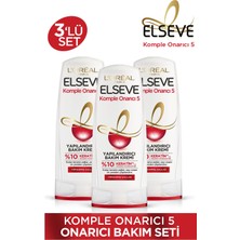 Elseve Komple Onarıcı 5 Yıpranmış Saçlar Için Keratinxs Içeren Yapılandırıcı Bakım Kremi 360ML 3'lü
