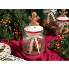 English Home Yılbaşı Gingerman Cam Kavanoz 600 ml Kırmızı