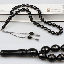 Tesbih Pasajı Gümüş Nokta Işleme Orijinal Erzurum Oltu Taşı Tesbih (10