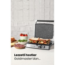 Goldmaster Tostmix Antrasit Paslanmaz Çelik 2000 Watt Granit Çıkarılabilir Plakalı Tost ve Izgara Makinesi