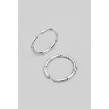 So CHIC Modern Halka 18 Ayar Beyaz Altın Kaplama Gümüş Küpe