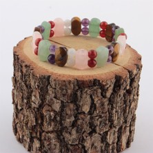 Safnaturel Sertifikalı Ay Taşı Kaplan Gözü Pembe Kuvars Ametist Aventurin Akik Doğal Taş Tasarım Bileklik