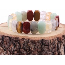 Safnaturel Sertifikalı Jasper Kaplan Gözü Dumanlı Kuvars Dönüşümlü Sitrin Aventurin 9X14 mm Doğal Taş Bileklik