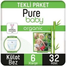 Pure Baby Organik Külot Bez 2li Jumbo 6 Beden 15-27 kg 32 Adet