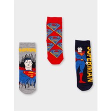 Superman Lisanslı Erkek Çocuk 3 Çift Soket Çorap 20510