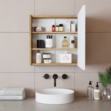 Banos Banyo Roomart Ad7 Kulpsuz Tek Kapaklı Ahşap-Mat Beyaz Mdf 60 cm Aynalı Banyo Üst Dolabı BANOS1753