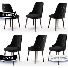 Newa Serisi, 1.sınıf Babyface Kumaş Kahve Metal Ayaklı Gümüş Halkalı, 6 Adet Sandalye