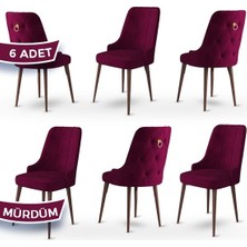 Enoa Serisi, 1.sınıf Babyface Kumaş Ceviz Gürgen Ayaklı 6 Adet Sandalye, Gold Halkalı