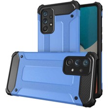 Case 4U Galaxy A53 5G Uyumlu Kılıf Military Armor Çift Katmanlı Crash Silikon Kılıf Mavi