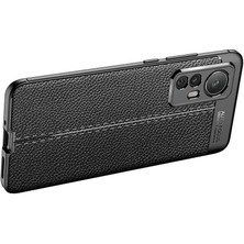 Case 4U Xiaomi Mi 12 Kılıf Rugan Armor Deri Görünümlü Yüksek Kalite Silikon Niss Siyah