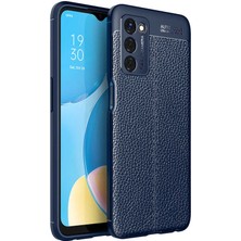 Case 4U Oppo A55 5G Kılıf Rugan Armor Deri Görünümlü Yüksek Kalite Silikon Niss Lacivert