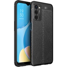 Case 4U Oppo A55 5G Kılıf Rugan Armor Deri Görünümlü Yüksek Kalite Silikon Niss Siyah