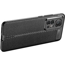 Case 4U Xiaomi Mi 12 Pro Kılıf Rugan Armor Deri Görünümlü Yüksek Kalite Silikon Niss Siyah