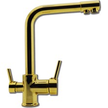 Pirima Arıtmalı Evye Batarya Gold (Altın) Renk 3'lü Set Evye-Lavabo-Banyo Bataryası