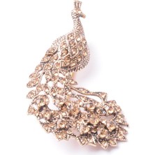 PIERPARIS Broş Fıgurlu Otantık Desenli Bronz Kristal Taşli