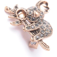 PIERPARIS Broş Fıgurlu Otantık Desenli Bronz Kristal Taşli