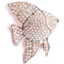 PIERPARIS Broş Fıgurlu Otantık Desenli Bronz Kristal Taşli