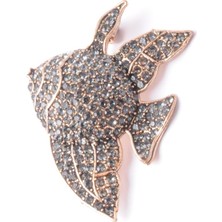 PIERPARIS Broş Fıgurlu Otantık Desenli Bronz Kristal Taşli