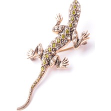 PIERPARIS Broş Fıgurlu Otantık Desenli Bronz Kristal Taşli