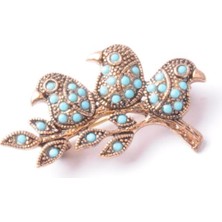 PIERPARIS Broş Fıgurlu Otantık Desenli Bronz Kristal Taşli