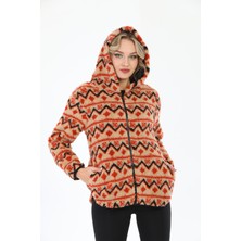 Edelle Uzun Kollu Fermuarlı Kapüşonlu Regular Peluş Sweatshirt