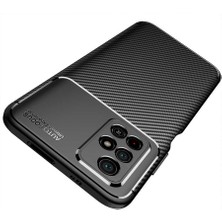 Case 4U Xiaomi Redmi Note 11T 5G Kılıf Rugged Armor Karbon Desenli Lüx Negro Silikon Arka Kapak Siyah