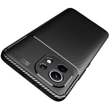 Case 4U Xiaomi Mi 11 Kılıf Rugged Armor Karbon Desenli Lüx Negro Silikon Arka Kapak Kahverengi