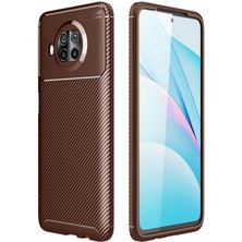 Case 4U Xiaomi Redmi Note 9 Pro 5G Kılıf Rugged Armor Karbon Desenli Lüx Negro Silikon Arka Kapak Kahverengi